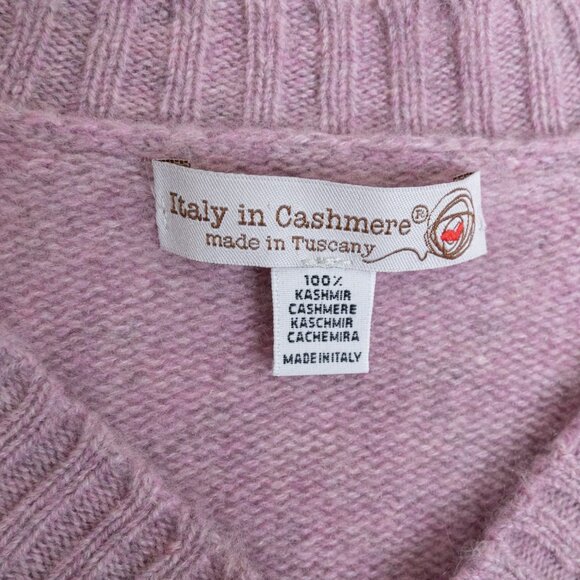 Italy in Cashmere V-Neck Cashmere Sweater Antique Pink Small Made in Tuscany - Picture 5 of 9